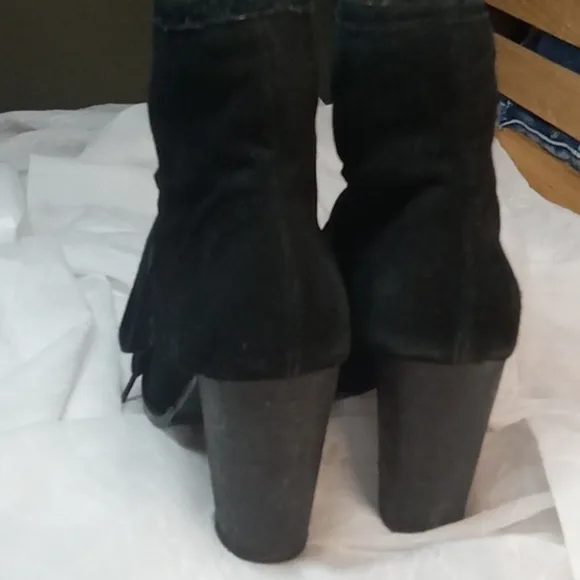 Steve madden black women's ankle boots lined faux fur size 8