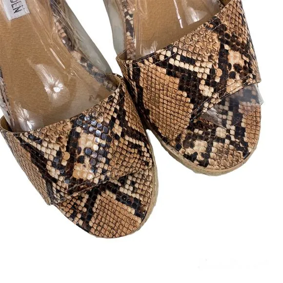 Steve Madden Gabrie Sandals Wedge Espadrille Snake Print Open Toe Womens 8M