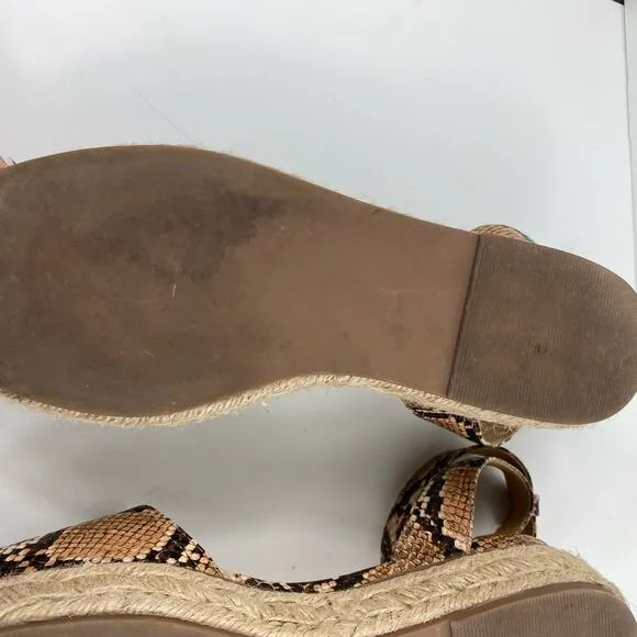 Steve Madden Gabrie Sandals Wedge Espadrille Snake Print Open Toe Womens 8M