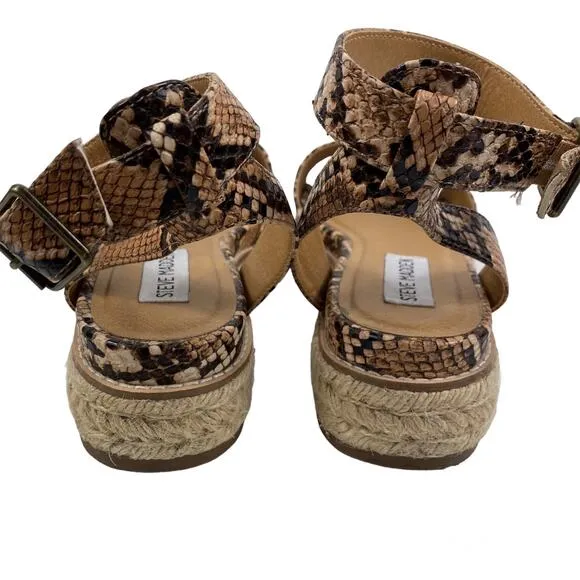 Steve Madden Gabrie Sandals Wedge Espadrille Snake Print Open Toe Womens 8M