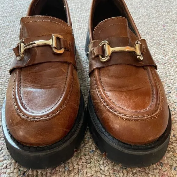 Steve Madden Leather Horse Bit Lug Sole Loafers Y2K