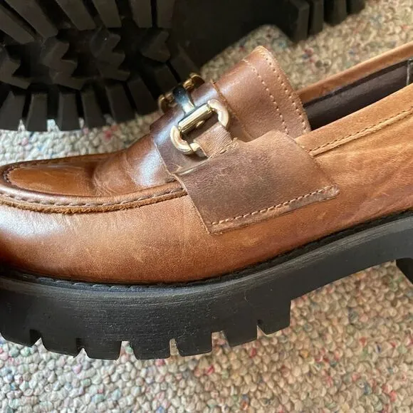 Steve Madden Leather Horse Bit Lug Sole Loafers Y2K