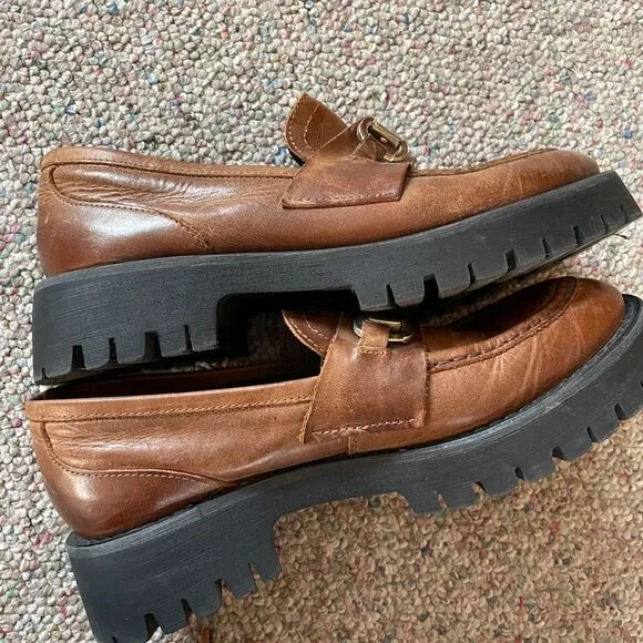 Steve Madden Leather Horse Bit Lug Sole Loafers Y2K