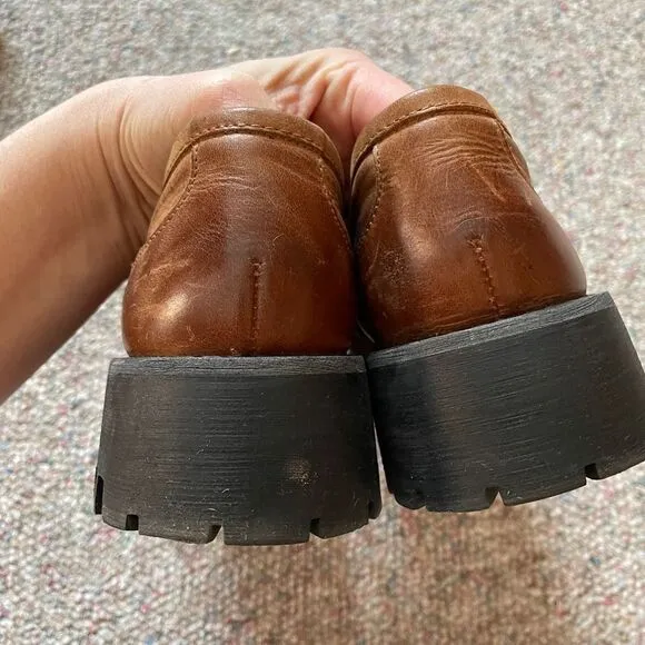 Steve Madden Leather Horse Bit Lug Sole Loafers Y2K