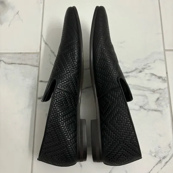 Steve Madden Leather Loafers Mens 10.5 Black Dieggo Textured