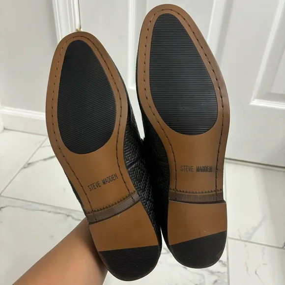 Steve Madden Leather Loafers Mens 10.5 Black Dieggo Textured