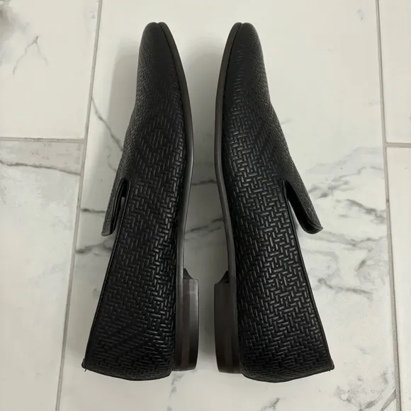 Steve Madden Leather Loafers Mens 10.5 Black Dieggo Textured