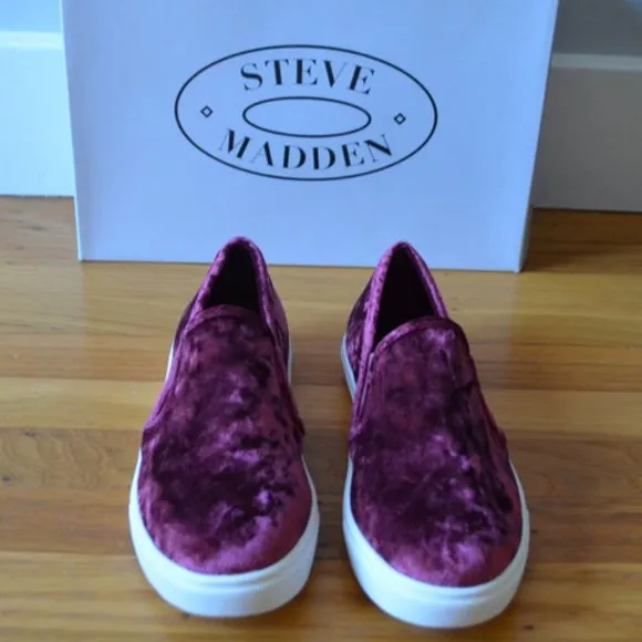 STEVE MADDEN Velvet Slip On Sneakers