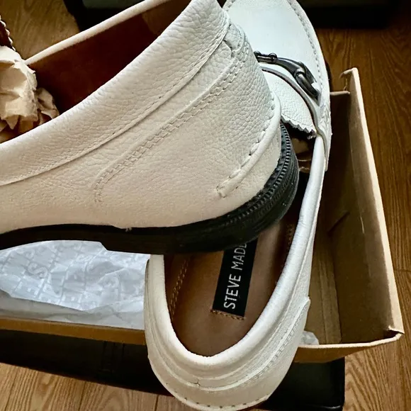 Steve Madden White Leather Loafers