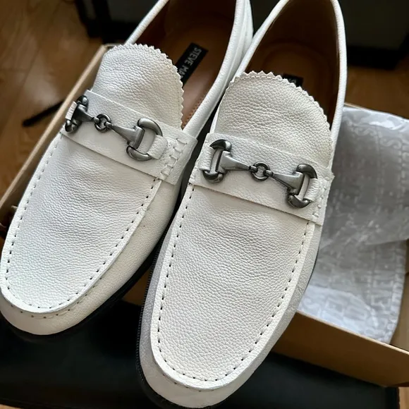 Steve Madden White Leather Loafers