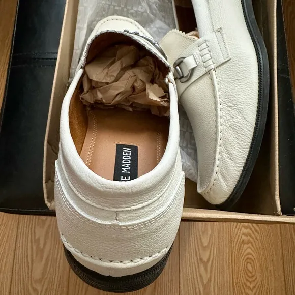 Steve Madden White Leather Loafers