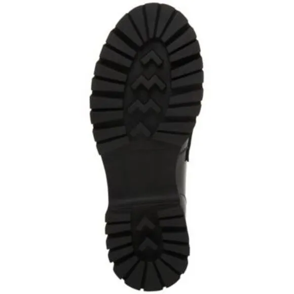 STEVE MADDEN Womens Black 1&quot; Platform Faux-Shearling Lando-f Loafers Shoes 9.5 M