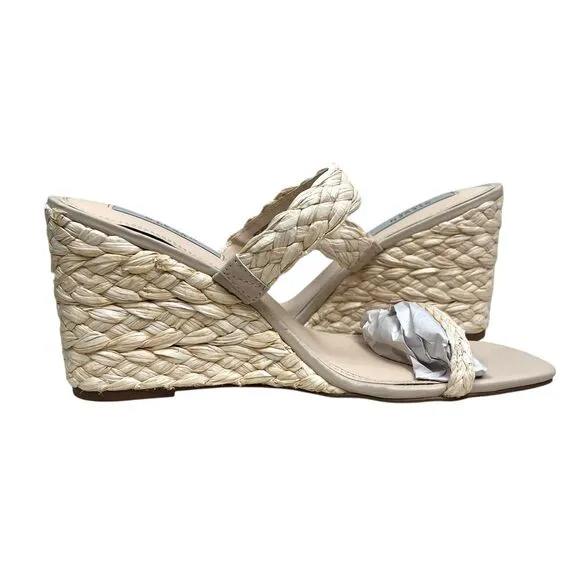 Steven New York Ardy Womens‎ Wedge Sandals Raffia Braided Espadrille Slides 9.5M