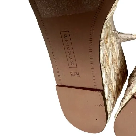 Steven New York Ardy Womens‎ Wedge Sandals Raffia Braided Espadrille Slides 9.5M