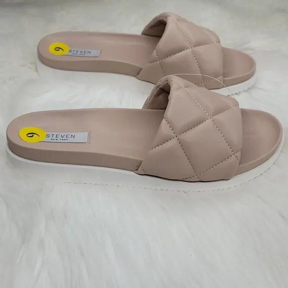 Steven New York Lazier Quilted Blush Slides Sandals