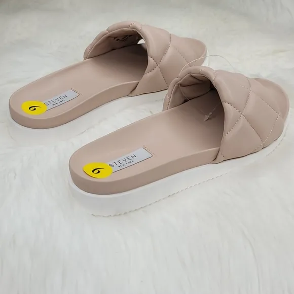 Steven New York Lazier Quilted Blush Slides Sandals