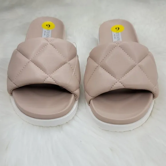 Steven New York Lazier Quilted Blush Slides Sandals