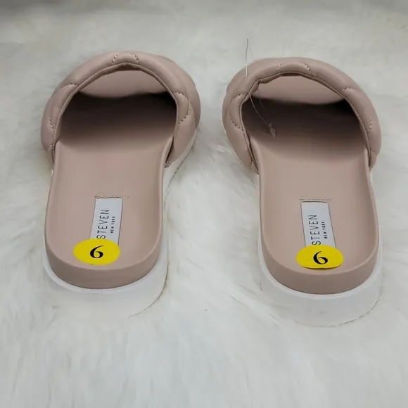 Steven New York Lazier Quilted Blush Slides Sandals