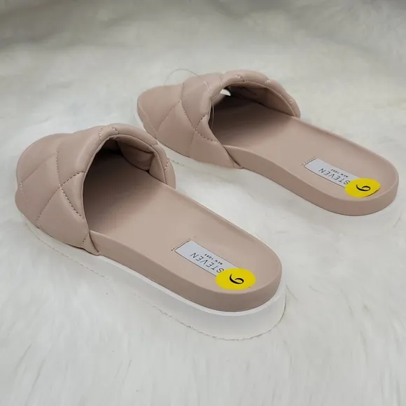 Steven New York Lazier Quilted Blush Slides Sandals