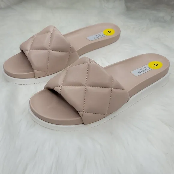Steven New York Lazier Quilted Blush Slides Sandals
