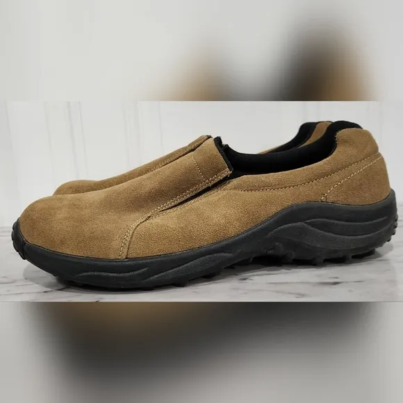 Stone Creek tan suede leather slip on loafers men's size 10.5