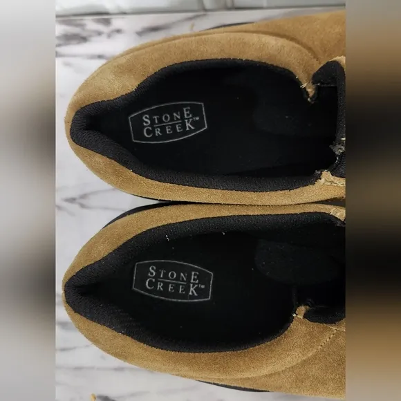Stone Creek tan suede leather slip on loafers men's size 10.5