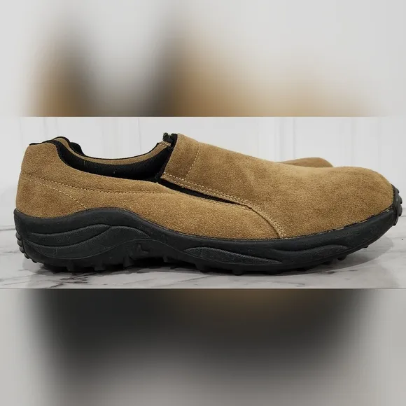Stone Creek tan suede leather slip on loafers men's size 10.5