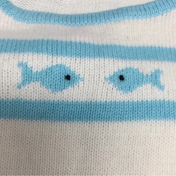 STORYBOOK KNITS Rare Sweater Tank With Cat Watching Fish Women’s Size Medium NWT