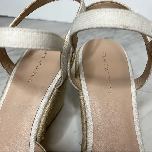 Stuart Weitzman Closed Toe Neutral Wedge Espadrille 9B