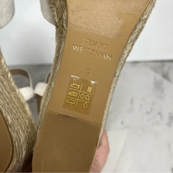 Stuart Weitzman Closed Toe Neutral Wedge Espadrille 9B