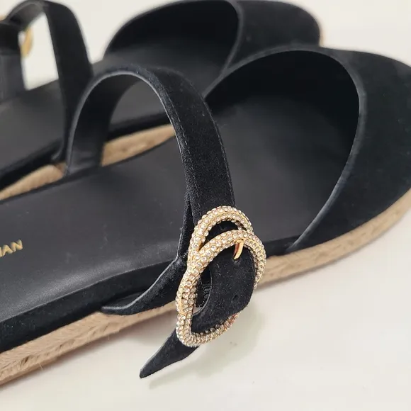 Stuart Weitzman Crystal Buckle Suede Espadrilles Size‎ 10.5