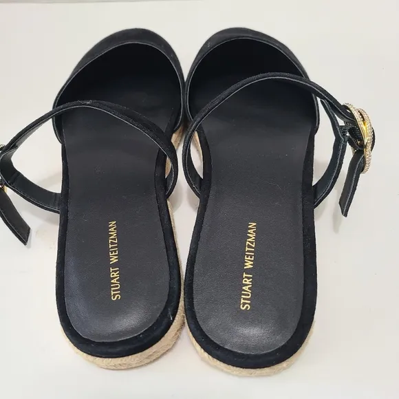 Stuart Weitzman Crystal Buckle Suede Espadrilles Size‎ 10.5