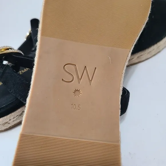 Stuart Weitzman Crystal Buckle Suede Espadrilles Size‎ 10.5