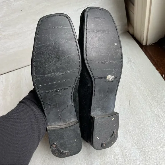 Stuart Weitzman Driving Loafers Black Suede Leather Size 7.5 Crystal Embellished