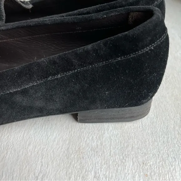 Stuart Weitzman Driving Loafers Black Suede Leather Size 7.5 Crystal Embellished