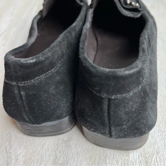 Stuart Weitzman Driving Loafers Black Suede Leather Size 7.5 Crystal Embellished
