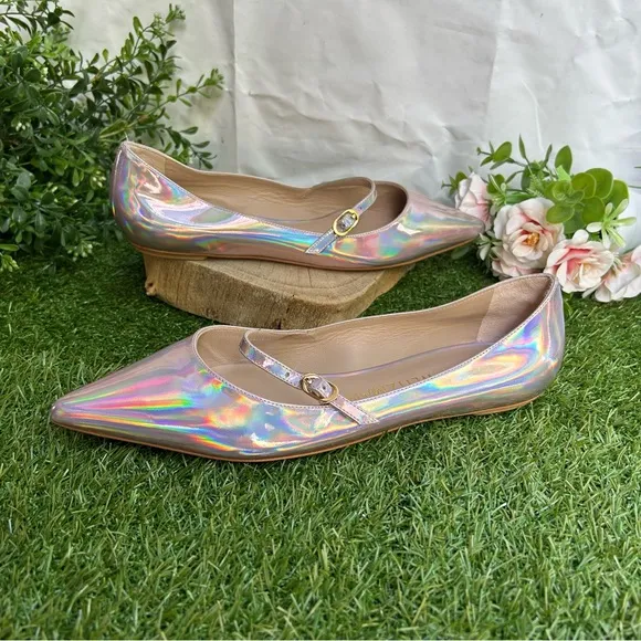 Stuart Weitzman EMILIA MARY JANE FLAT inBALLET  Iridescent Patent size 8 new