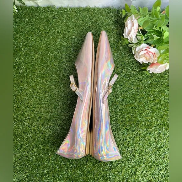 Stuart Weitzman EMILIA MARY JANE FLAT inBALLET  Iridescent Patent size 8 new