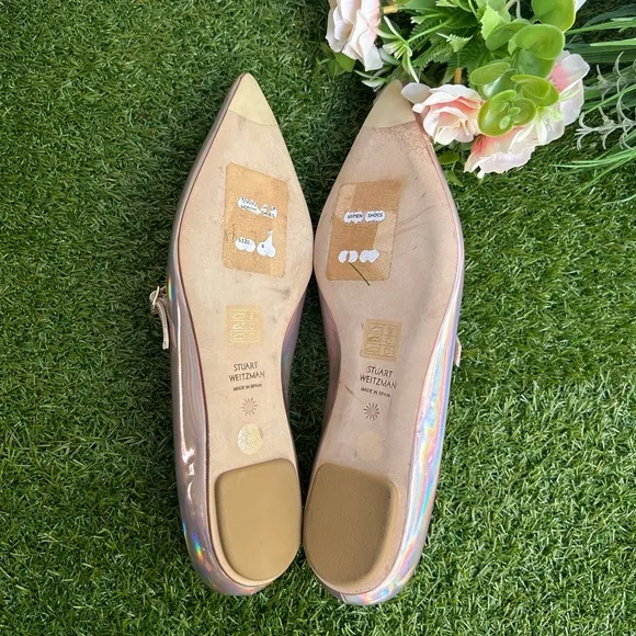 Stuart Weitzman EMILIA MARY JANE FLAT inBALLET  Iridescent Patent size 8 new