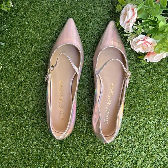 Stuart Weitzman EMILIA MARY JANE FLAT inBALLET  Iridescent Patent size 8 new