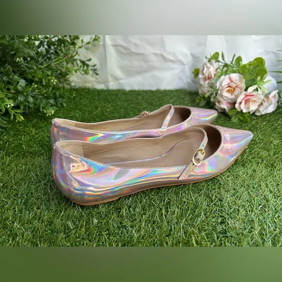 Stuart Weitzman EMILIA MARY JANE FLAT inBALLET  Iridescent Patent size 8 new