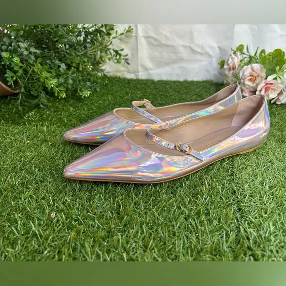 Stuart Weitzman EMILIA MARY JANE FLAT inBALLET  Iridescent Patent size 8 new