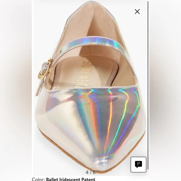 Stuart Weitzman EMILIA MARY JANE FLAT inBALLET  Iridescent Patent size 8 new
