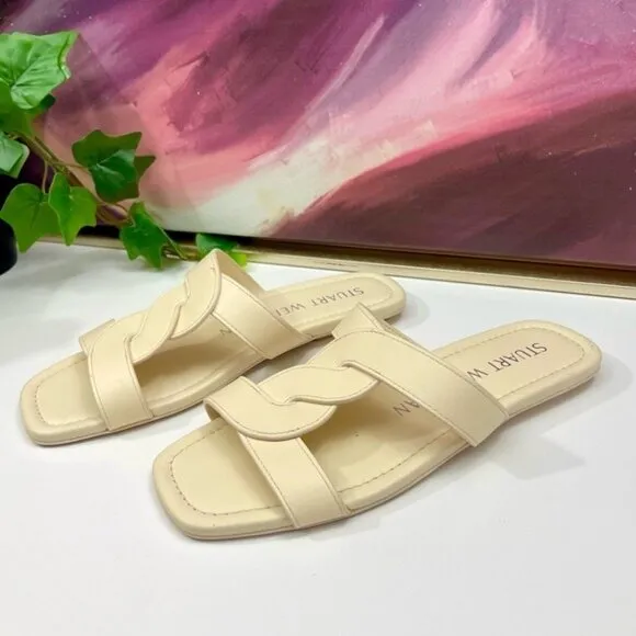 STUART WEITZMAN Ibiza twisted leather slides Size 6