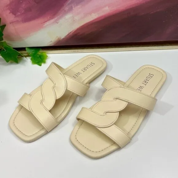 STUART WEITZMAN Ibiza twisted leather slides Size 6
