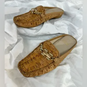 Stuart Weitzman Leather Cork slip on Mule Loafers vintage Size 5M