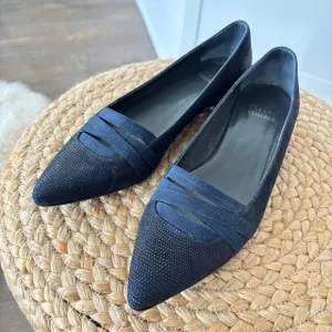 Stuart Weitzman Navy Black Pointed Toe Flats Size 6