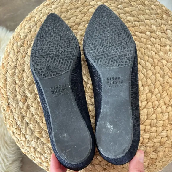 Stuart Weitzman Navy Black Pointed Toe Flats Size 6