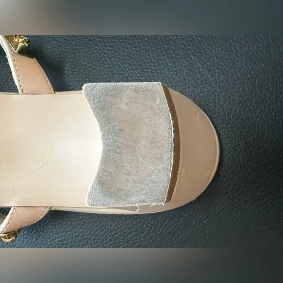 Stuart Weitzman Nude Dual-Strap Rose-studded Leather Slide Sandal SZ 10UK/11US