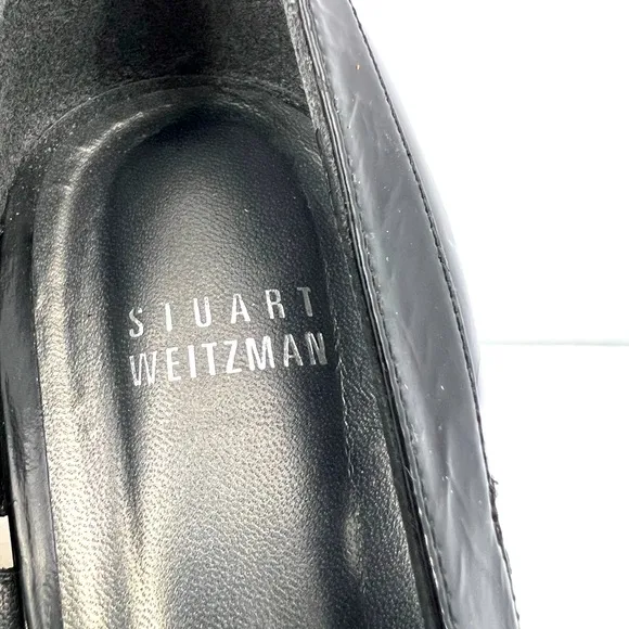 STUART WEITZMAN PATENT, TOE WEDGE, ESPADRILLES, BLACK, SIZE 9M, WOMEN’S SHOES